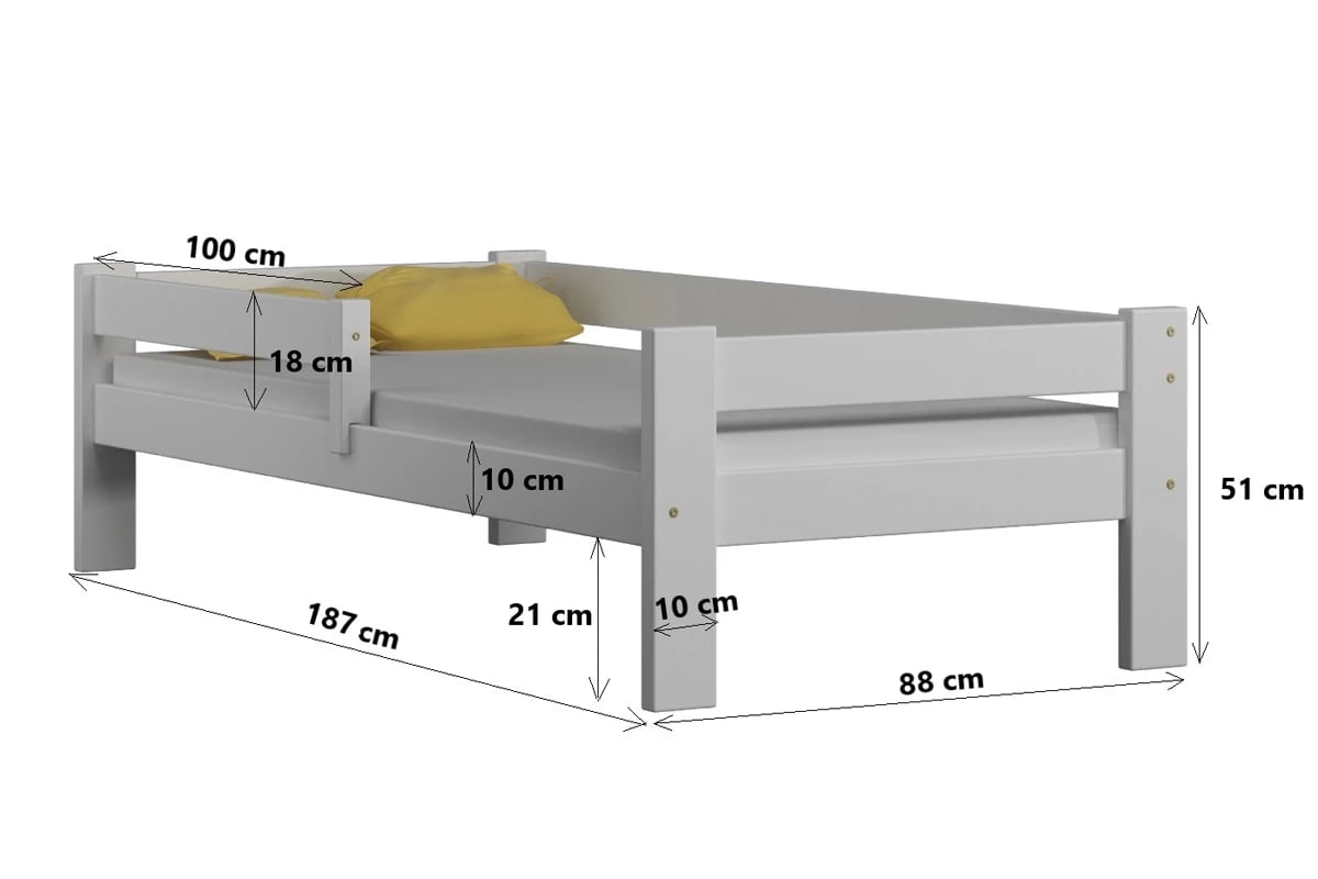 Posteľ dzieciece drevená Tymek - 180 x 80 cm - Farba Tyrkysová - Koncovka Série  Posteľ detská drevená Tymek - wymiar 180x80