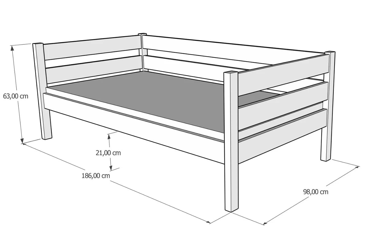 Dřevěná dětská výsuvná postel Ola II Dětská výsuvná postel Ola II - Rozměry