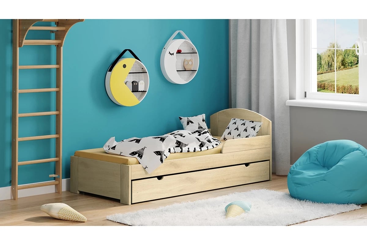 Posteľ Fibi II s výsuvným extra lôžkom sosnowe Posteľ z wezglowiem