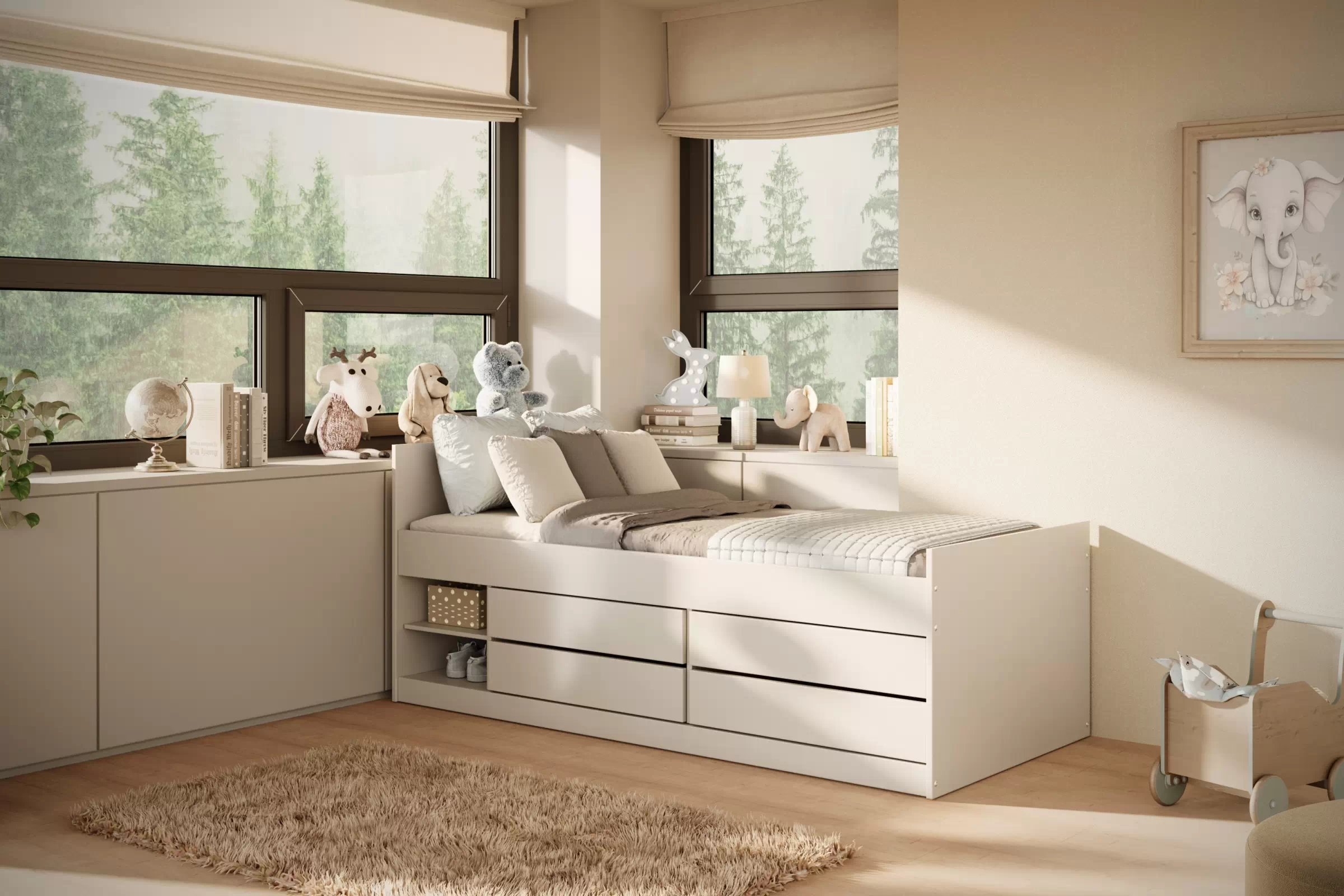 Dětská postel Gerio 90x200 cm se zásuvkami - bílá Postel dzieciece Gerio 85x200 cm se zásuvkami - bílá