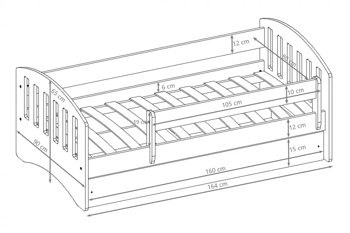 Dětská postel Guli 80x160 cm se zásuvkou - bílá Postel dzieciece Guli 80x160 cm z szuflada - bílá