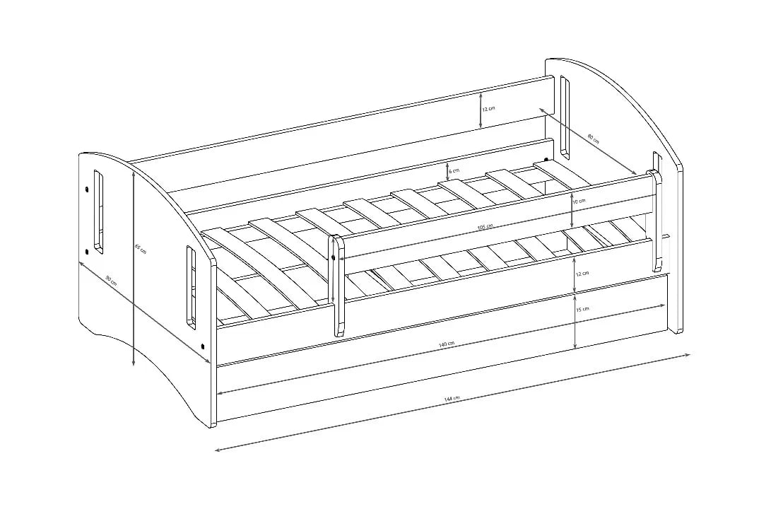Dětská postel Guli II 80x140 cm se zásuvkou - bílá Postel dzieciece Guli II 80x140 cm z szuflada - bílá