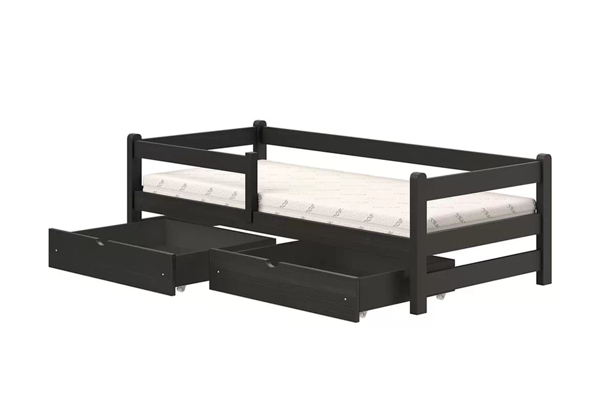 Detská posteľ Alis - čierny, 80x160 Posteľ dzieciece prízemná Alis - 80x160 / Čierny