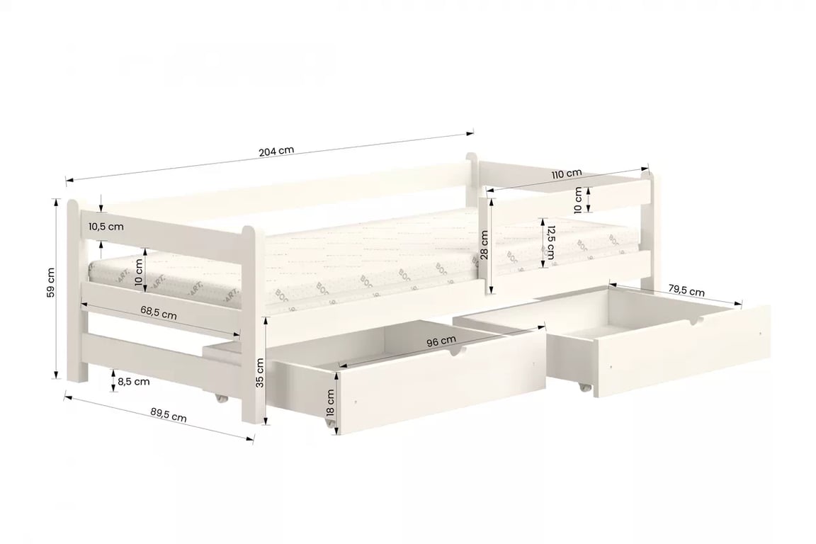 Dětská postel Alis 80x200 cm - bílá postel dzieciece přízemní Alis - míru 80x200