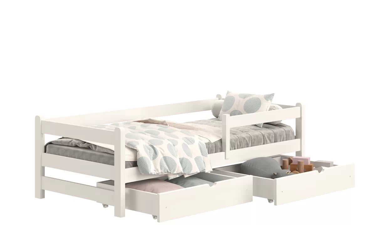 Detská posteľ Alis so zásuvkami - 90x190 cm - biela Posteľ dzieciece prízemná Alis - 90x190 / Biely