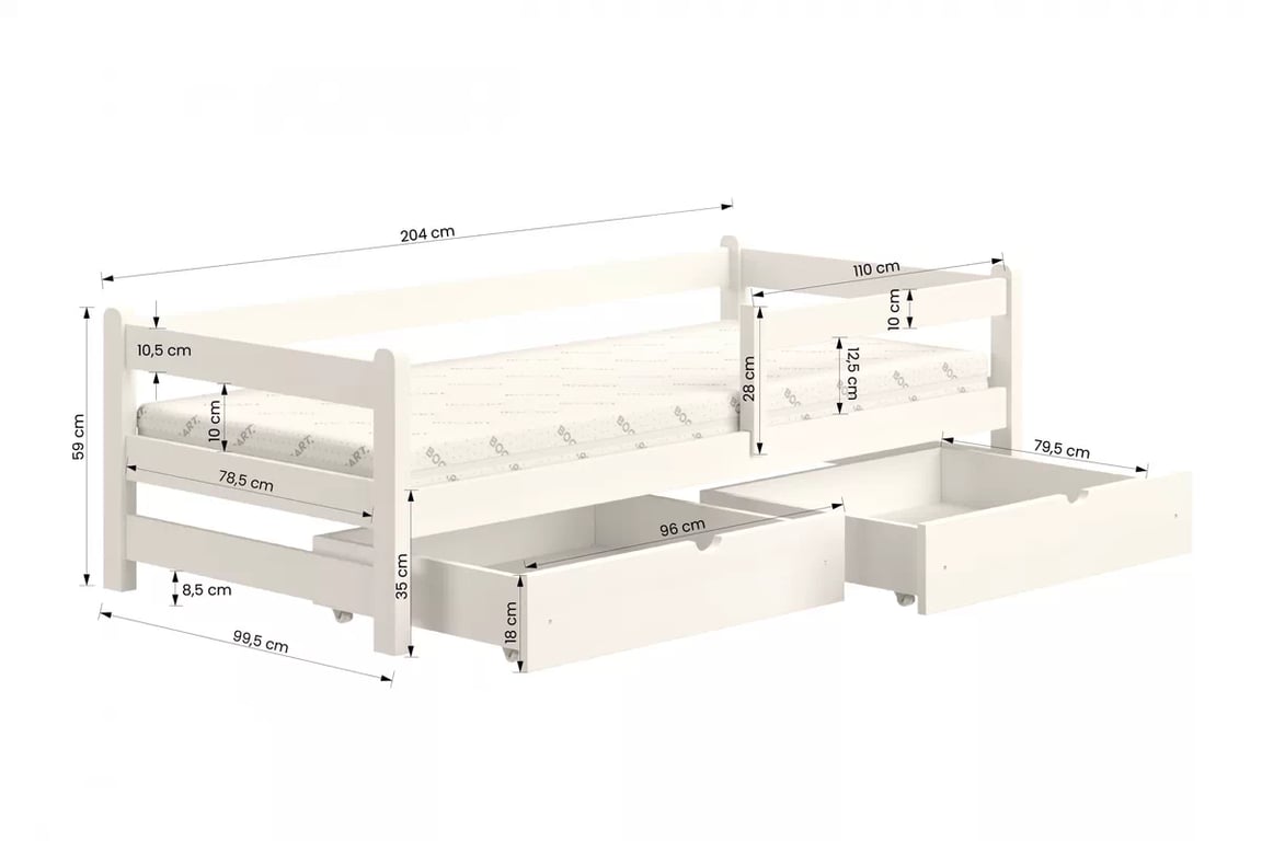 Dětská postel Alis 90x200 cm - bílá postel dzieciece přízemní Alis - míru 90x200