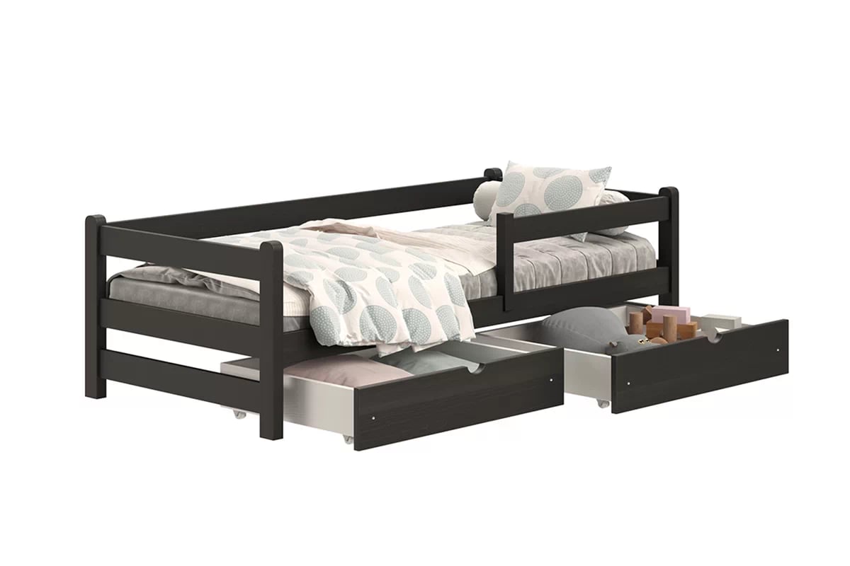 Detská posteľ Alis - čierny, 70x140 Posteľ dzieciece prízemná Alis - 70x140 / Čierny