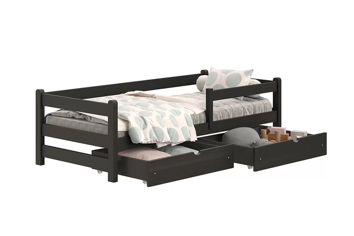 Detská posteľ Alis - čierny, 80x200 Posteľ dzieciece prízemná Alis - 80x200 / Čierny