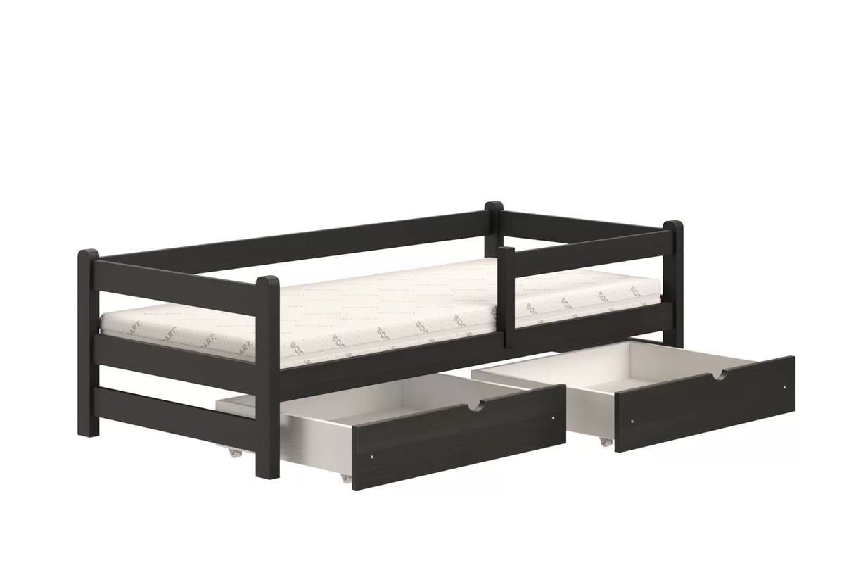 Detská posteľ Alis so zásuvkami - 90x190 cm - čierna Posteľ dzieciece prízemná Alis - 90x190 / Čierny