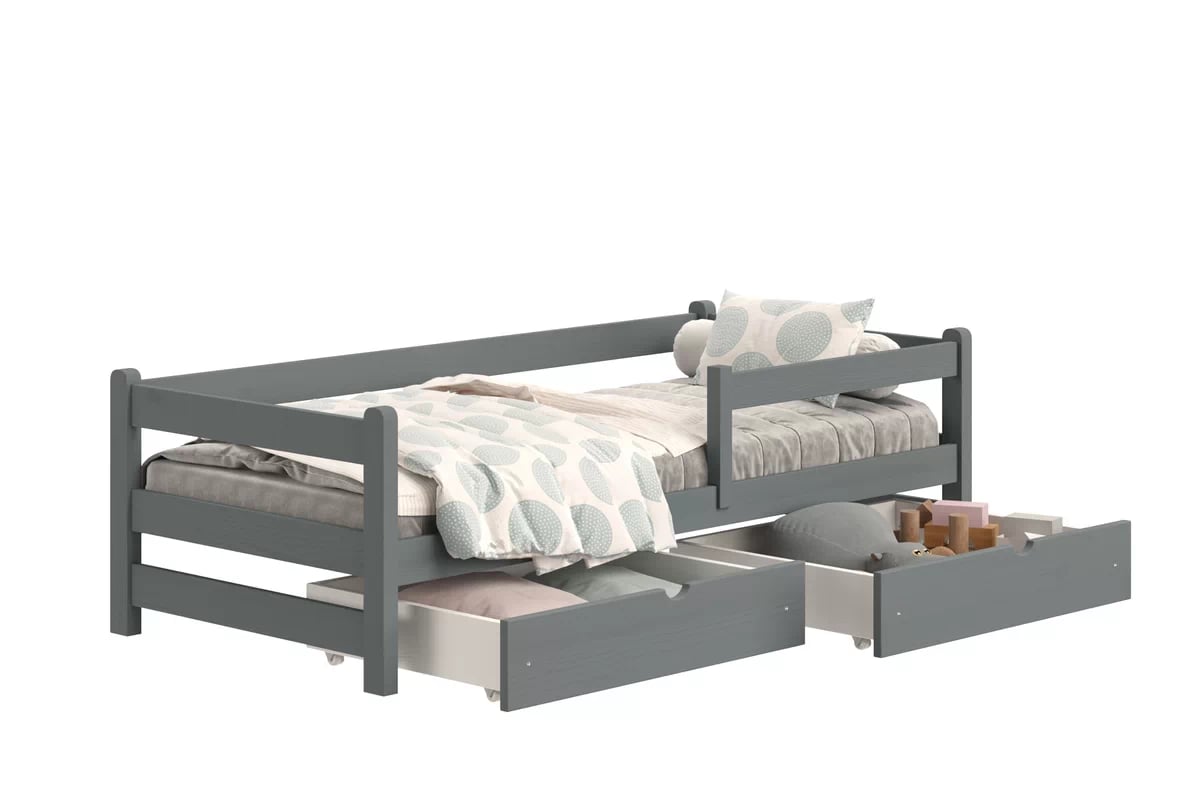 Detská posteľ Alis so zásuvkami - 90x180 cm - grafitová Posteľ dzieciece prízemná Alis - 90x180 / grafit