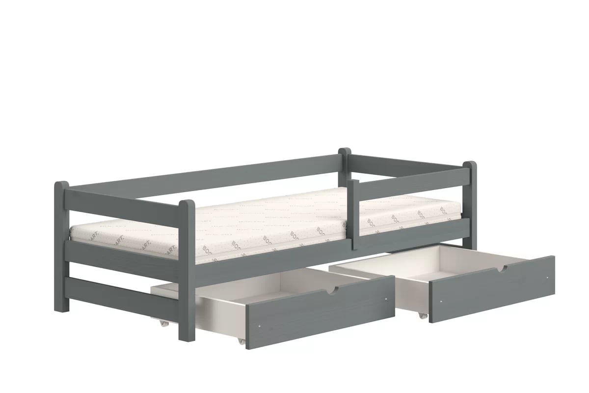 Detská posteľ Alis so zásuvkami - 90x200 cm - grafitová Posteľ dzieciece prízemná Alis -  90x200 / grafit