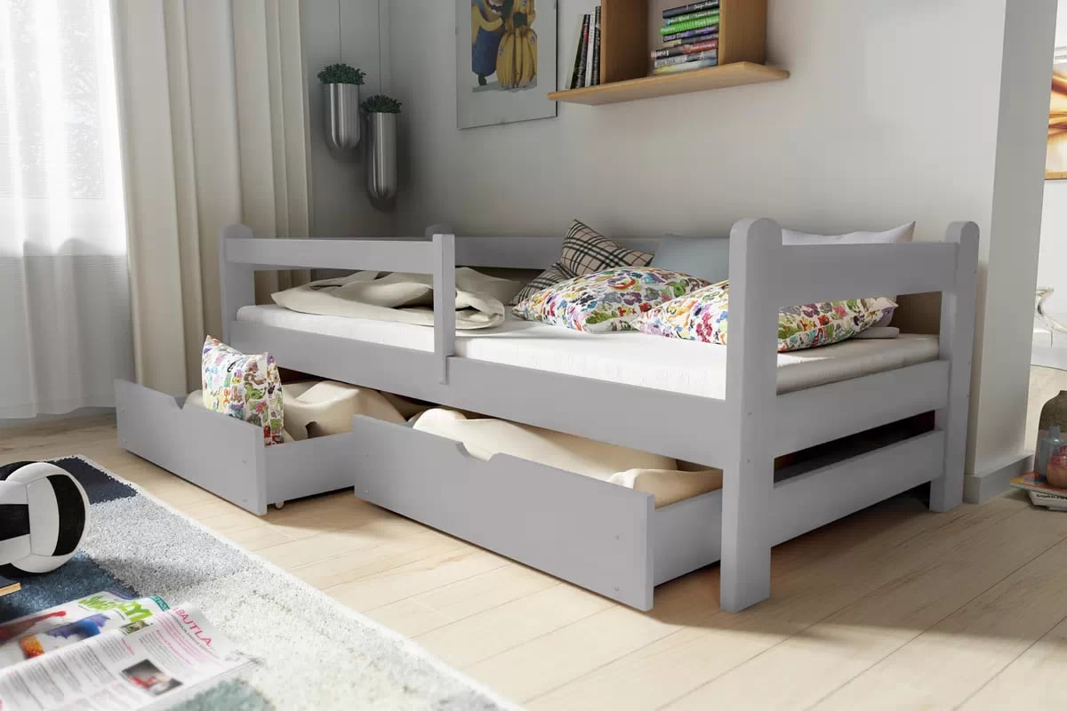 Detská posteľ Alis so zásuvkami - 90x190 cm - šedá Posteľ dzieciece prízemná Alis - 90x190 / šedý