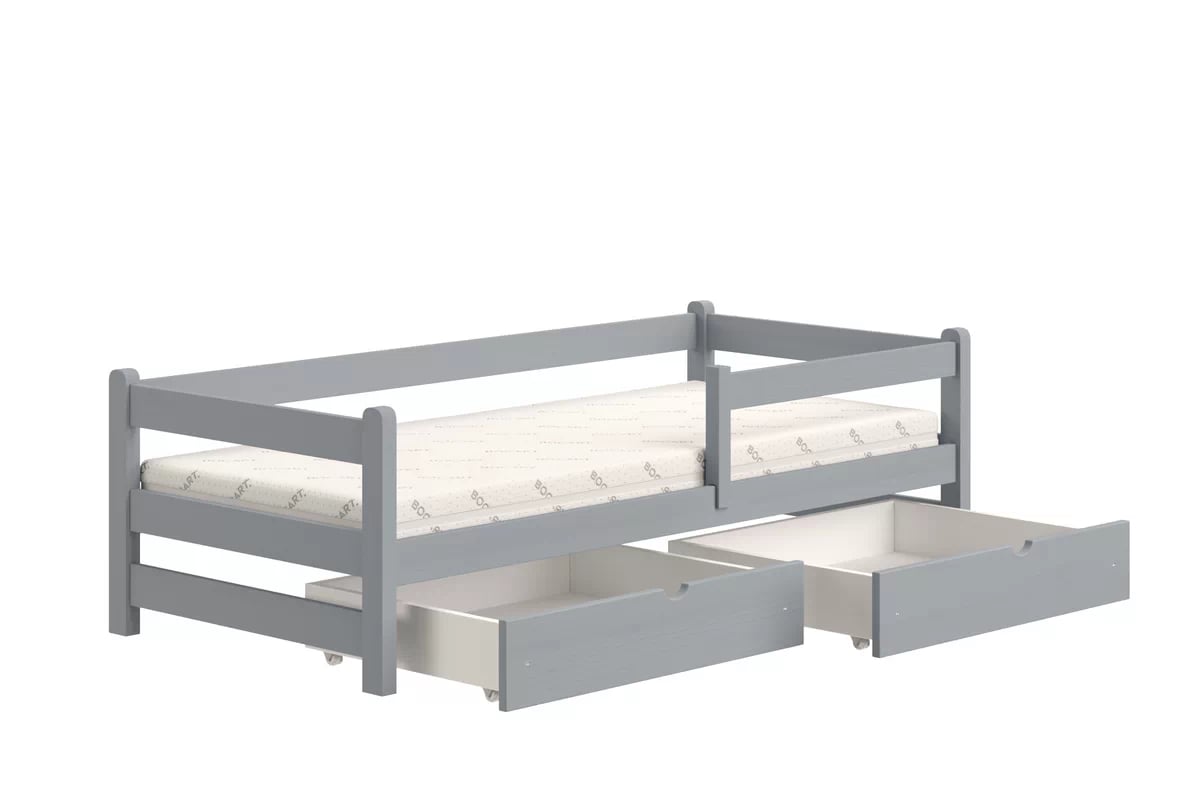 Detská posteľ Alis so zásuvkami - 90x200 cm - šedá Posteľ dzieciece prízemná Alis - 90x200 / šedý