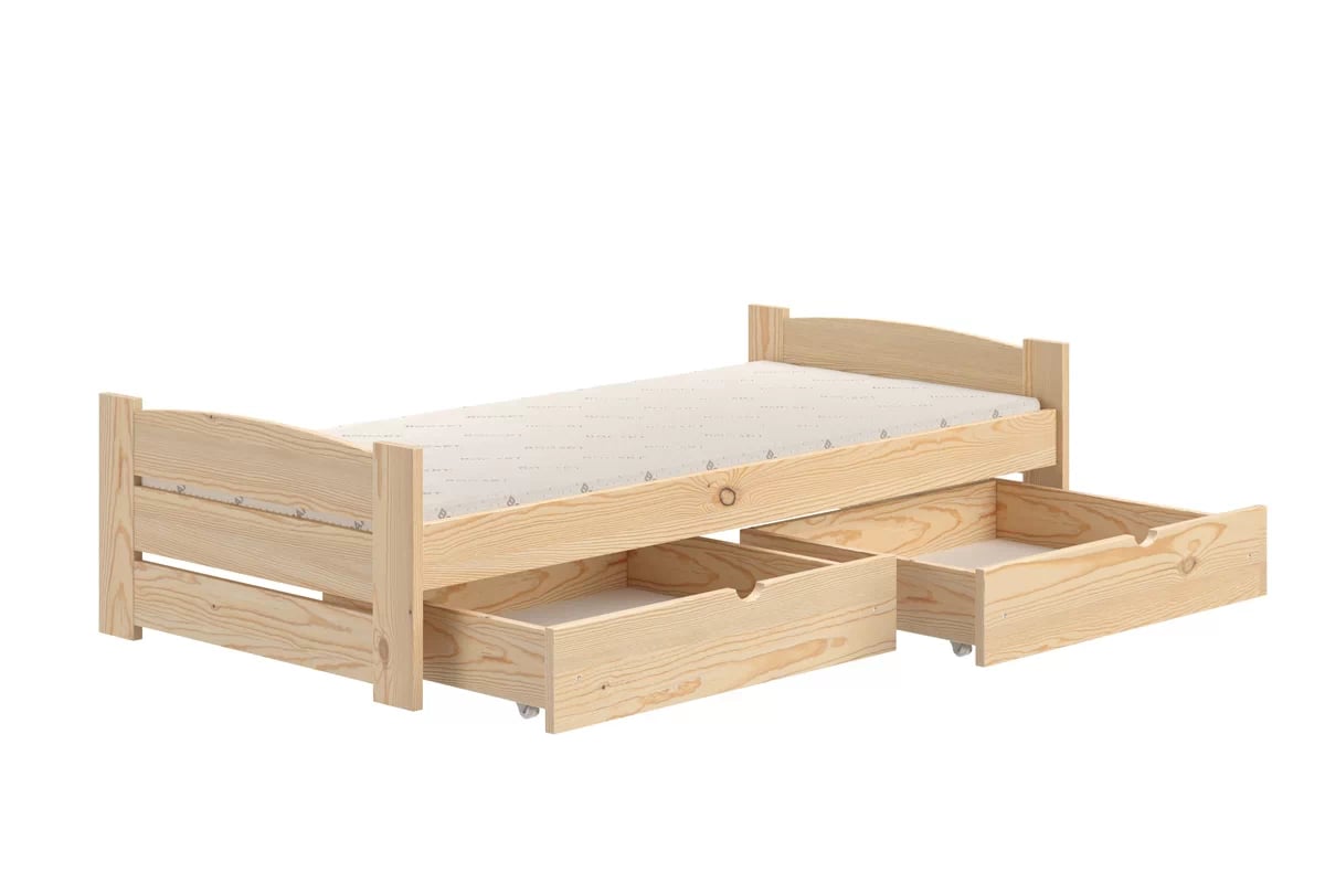 Detská posteľ Sandio so zásuvkami - borovica, 70x140 Posteľ dzieciece prízemná Sandio so zásuvkami - 70x140 / Borovica