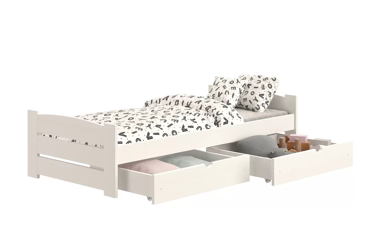 Detská posteľ Sandio so zásuvkami - biely, 80x160 Posteľ dzieciece prízemná Sandio so zásuvkami - 80x160 / Biely