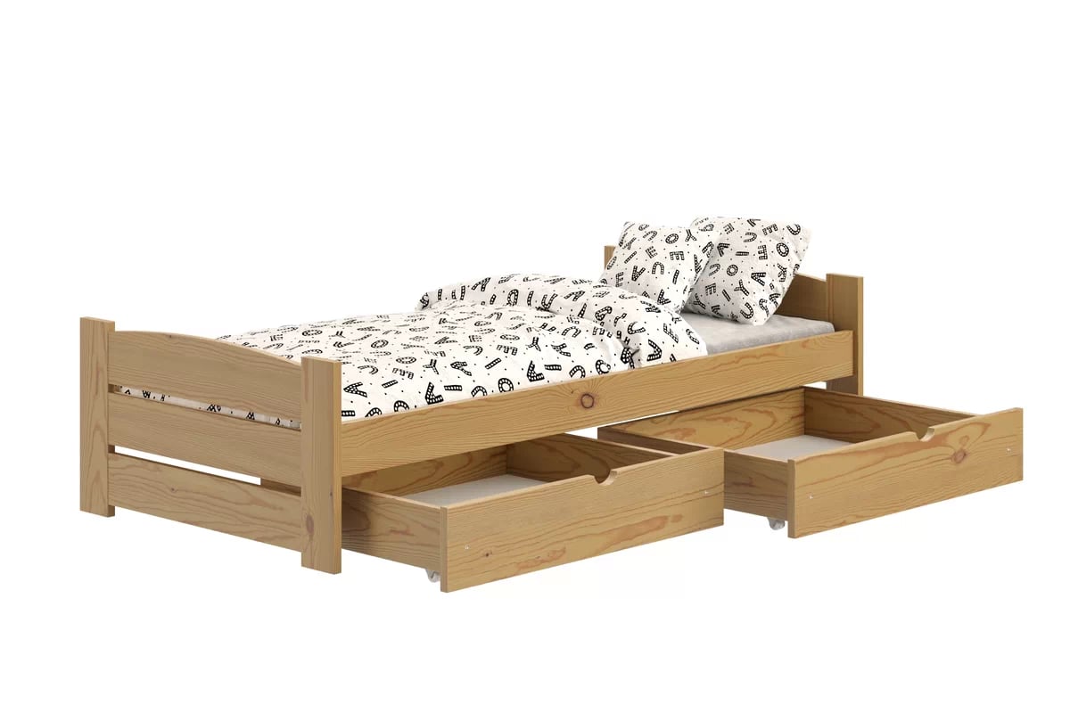 Detská posteľ Sandio so zásuvkami - dub, 80x160 Posteľ dzieciece prízemná Sandio so zásuvkami - 80x160 / Dub