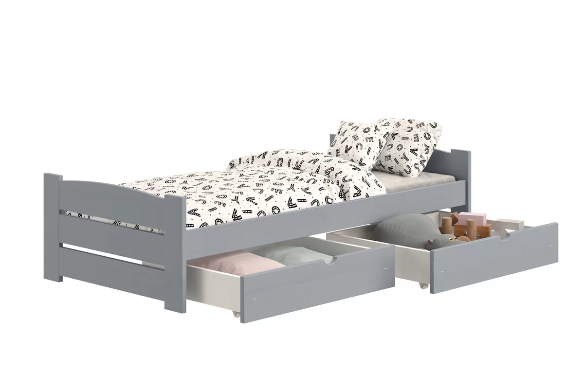 Dětská postel Sandio 80x200 cm se zásuvkami - šedá Postel dzieciece přízemní Sandio se zásuvkami - 80x200 / šedá