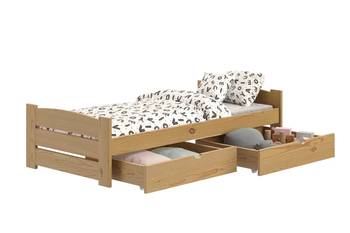 Dětská postel Sandio 90x200 cm se zásuvkami - dub Postel dzieciece přízemní Sandio se zásuvkami - 90x200 / dub