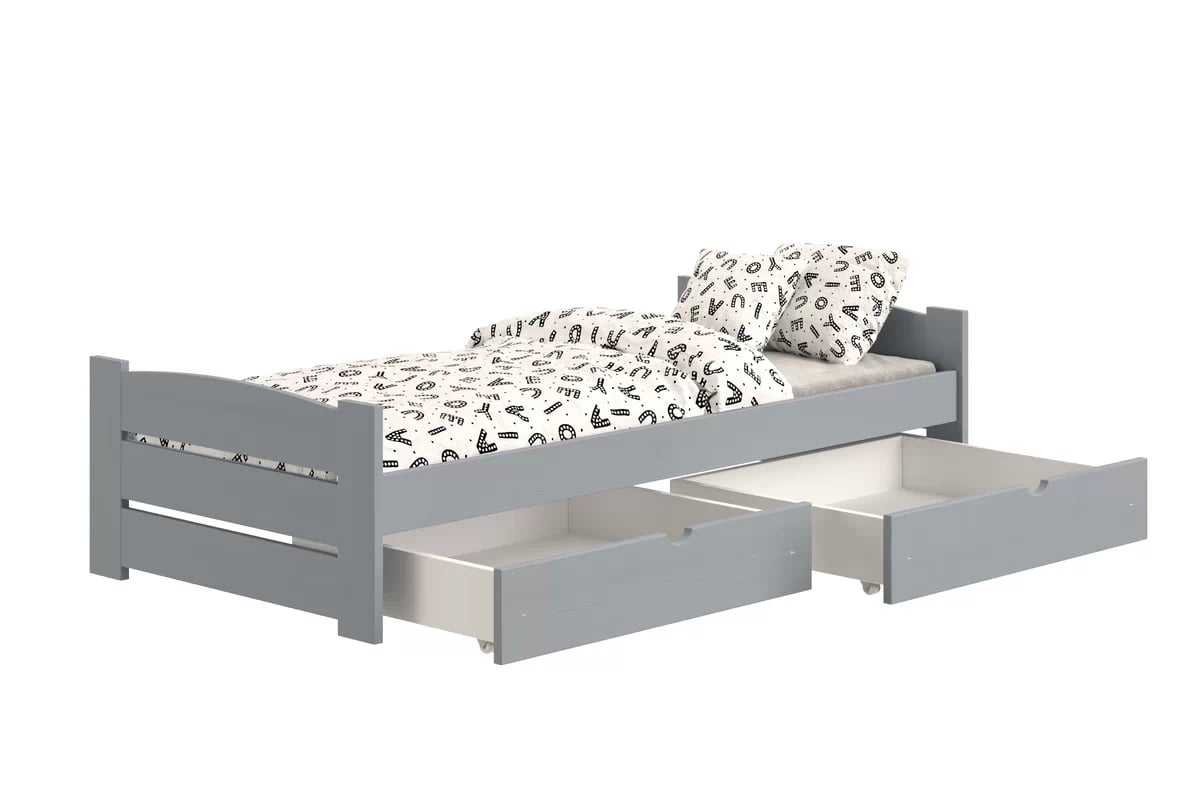 Dětská postel Sandio 90x200 cm se zásuvkami - šedá Postel dzieciece přízemní Sandio se zásuvkami - 90x200 / šedá