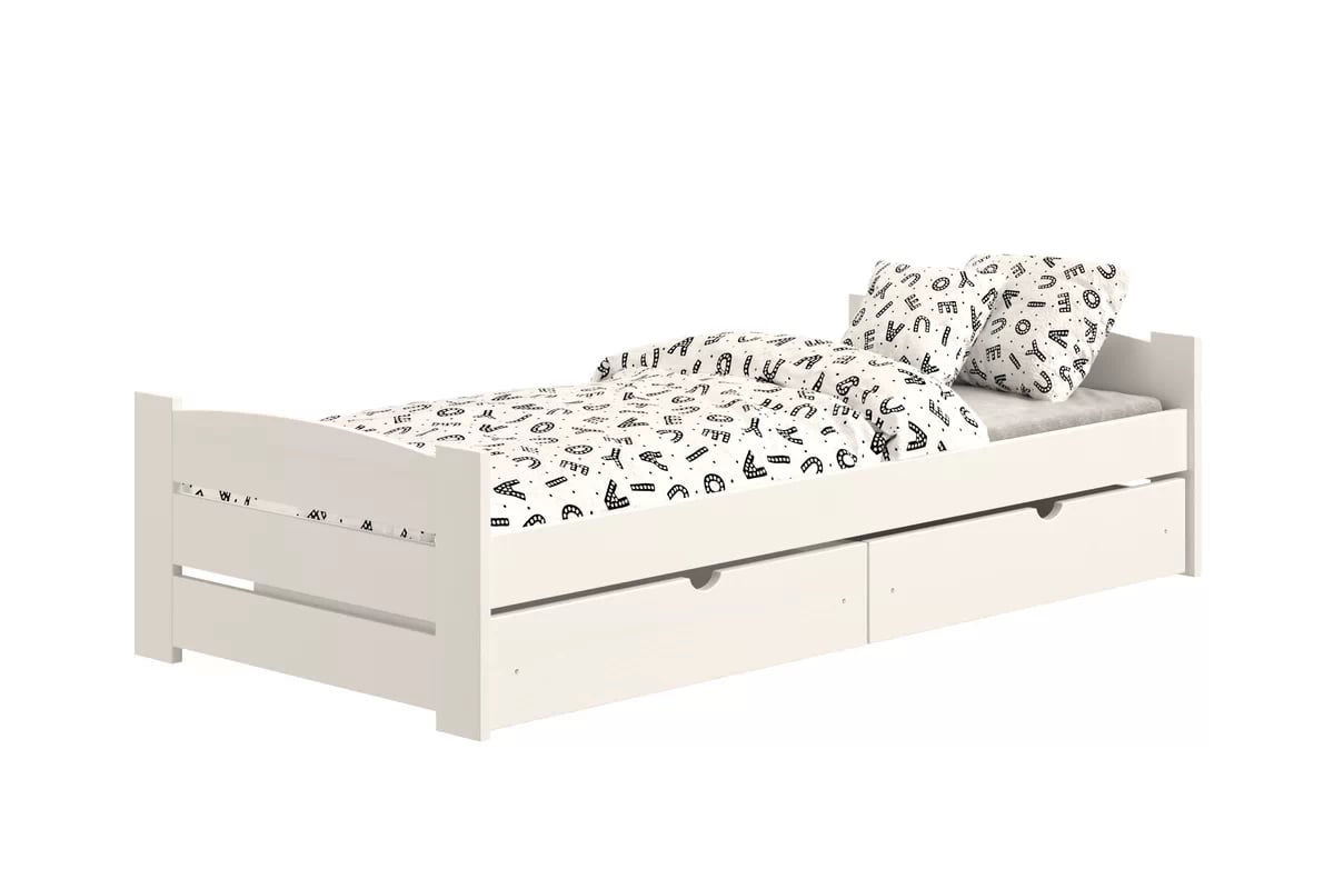 Detská posteľ Sandio so zásuvkami - biely, 90x200 Posteľ dzieciece prízemná Sandio so zásuvkami - 90x200 / Biely 