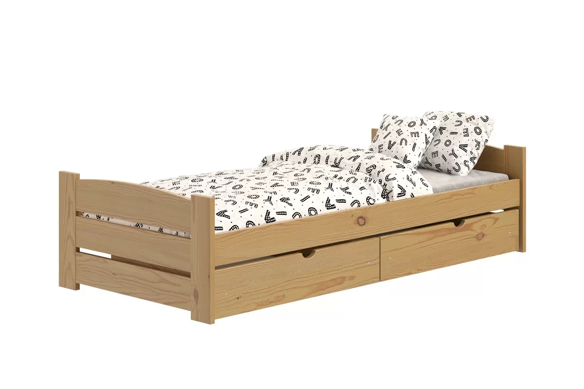 Detská posteľ Sandio so zásuvkami - dub, 80x200 Posteľ dzieciece prízemná Sandio so zásuvkami - 80x200 / Dub