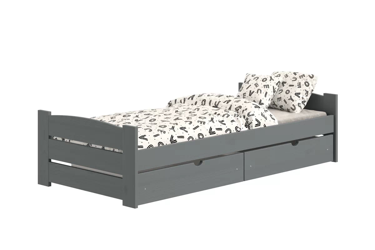 Dětská postel Sandio 80x180 cm se zásuvkami - grafit Postel dzieciece přízemní Sandio s zásuvkami - 80x180 / grafit