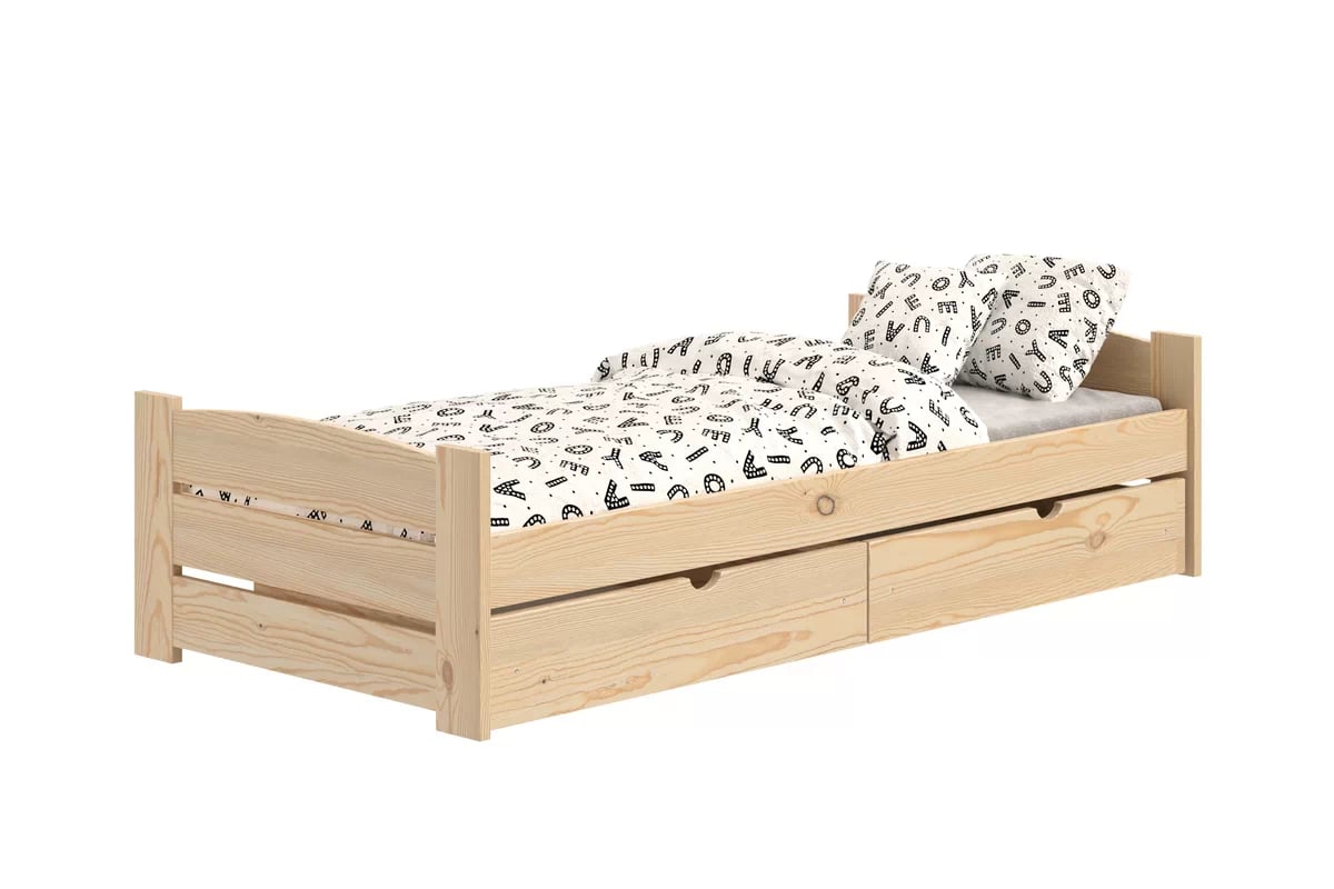 Dětská postel Sandio 90x200 cm se zásuvkami - borovice Postel dzieciece přízemní Sandio s zásuvkami - 90x200 / Borovice 