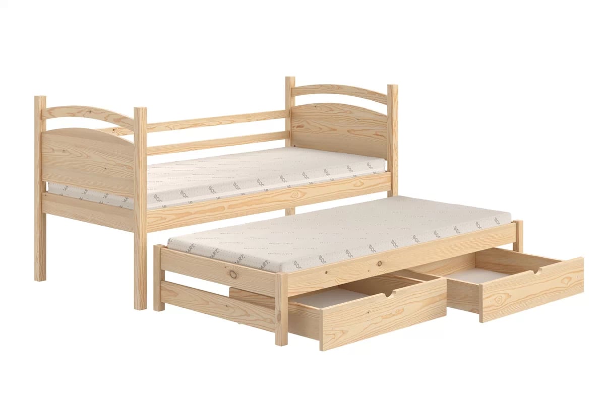 Detská posteľ s prístelkou Pinoki - borovica, 80x190 Posteľ dzieciece prízemná výsuvna Pinoki - 80x190 / Borovica
