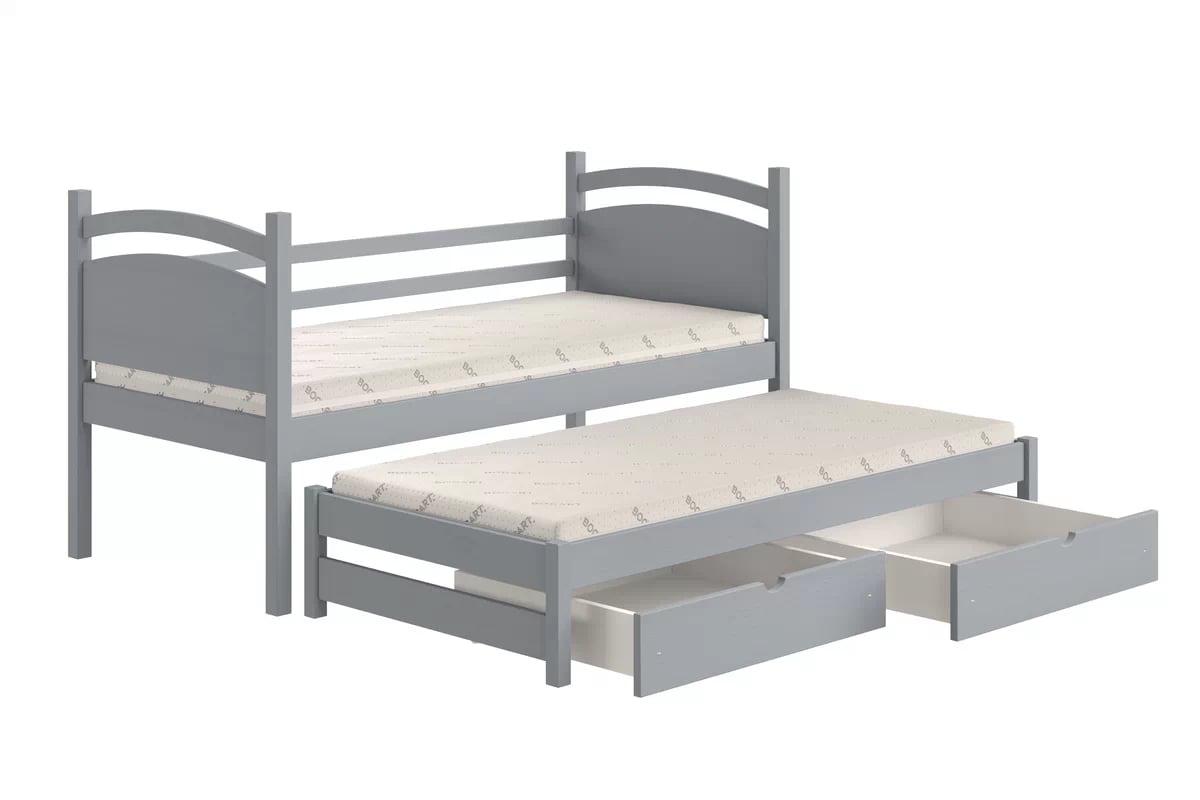 Výsuvná dětská postel Pinoki 90x200 cm - šedá Postel dzieciece přízemní výsuvná Pinoki - 90x200 / šedá