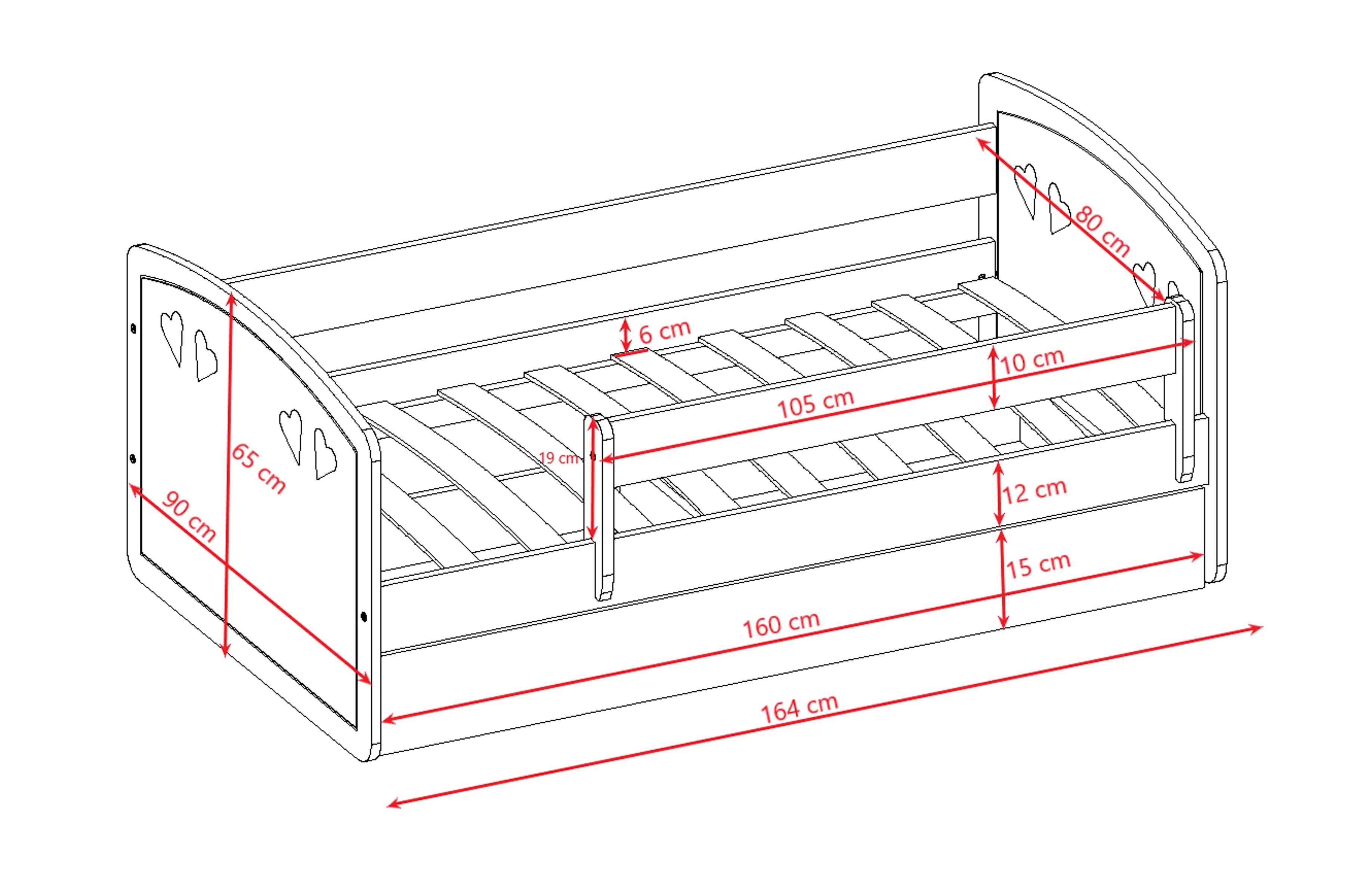 Dětská postel Pateri 80x160 cm se zásuvkou - bílá Postel dzieciece Pateri 80x160 cm z szuflada - bílá
