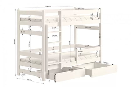 Poschodová posteľ Alis - biely, 80x200 Posteľ dzieciece poschodová Alis - Rozmery