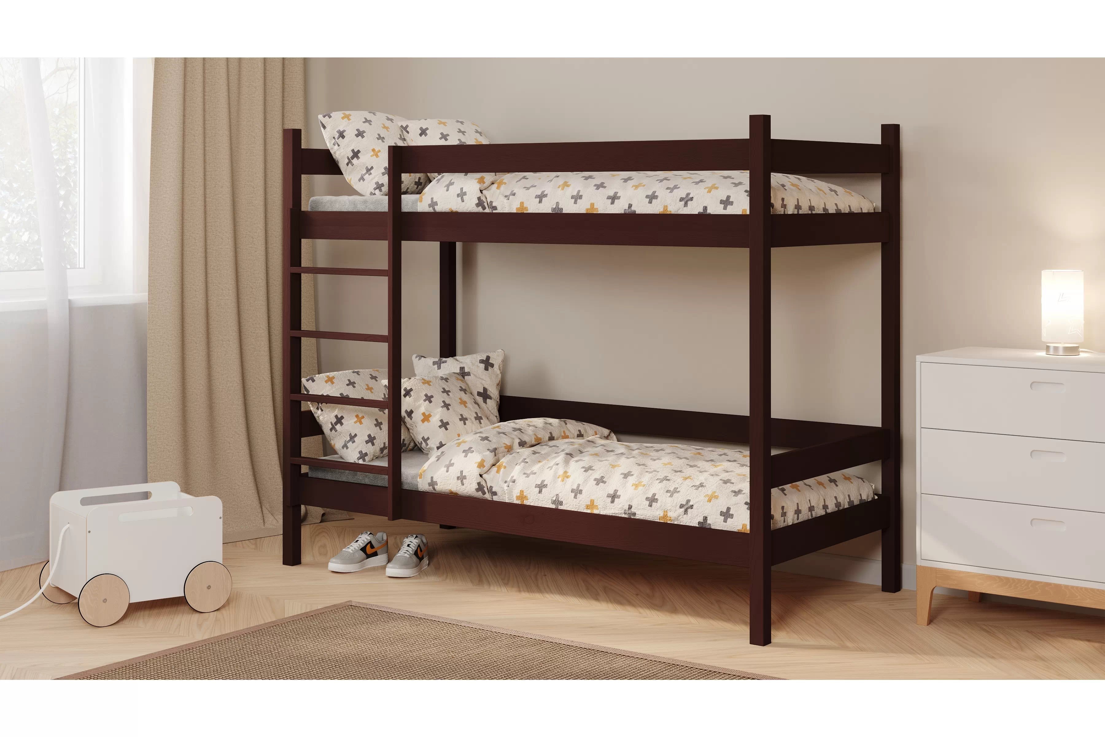 Patrová postel Fabrio 90x200 cm - hnědá Postel dzieciece patrová  Fabrio - 90x200 / hnědá