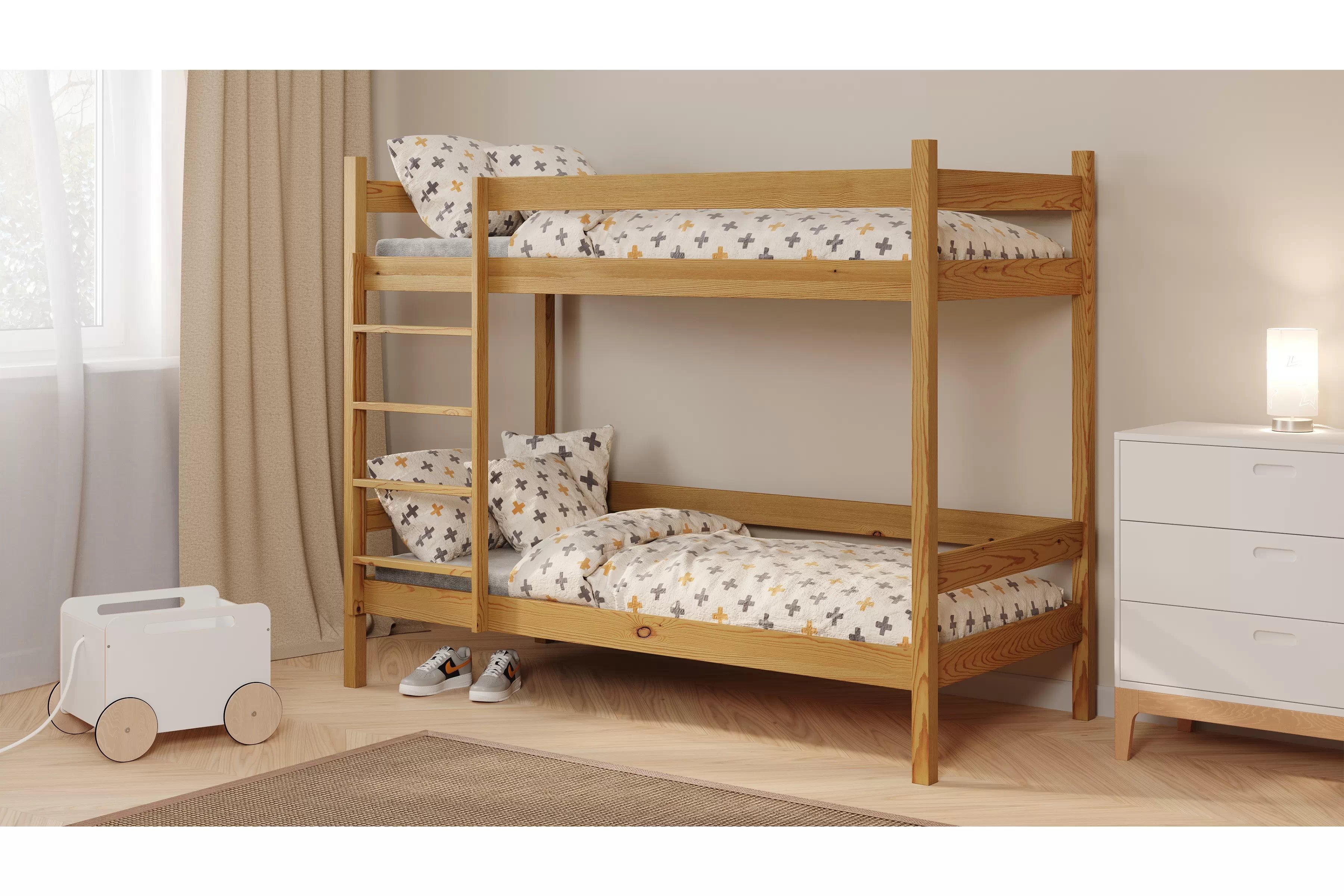 Poschodová posteľ Fabrio - dub, 90x200 Posteľ dzieciece poschodová Fabrio - 90x200 / Dub