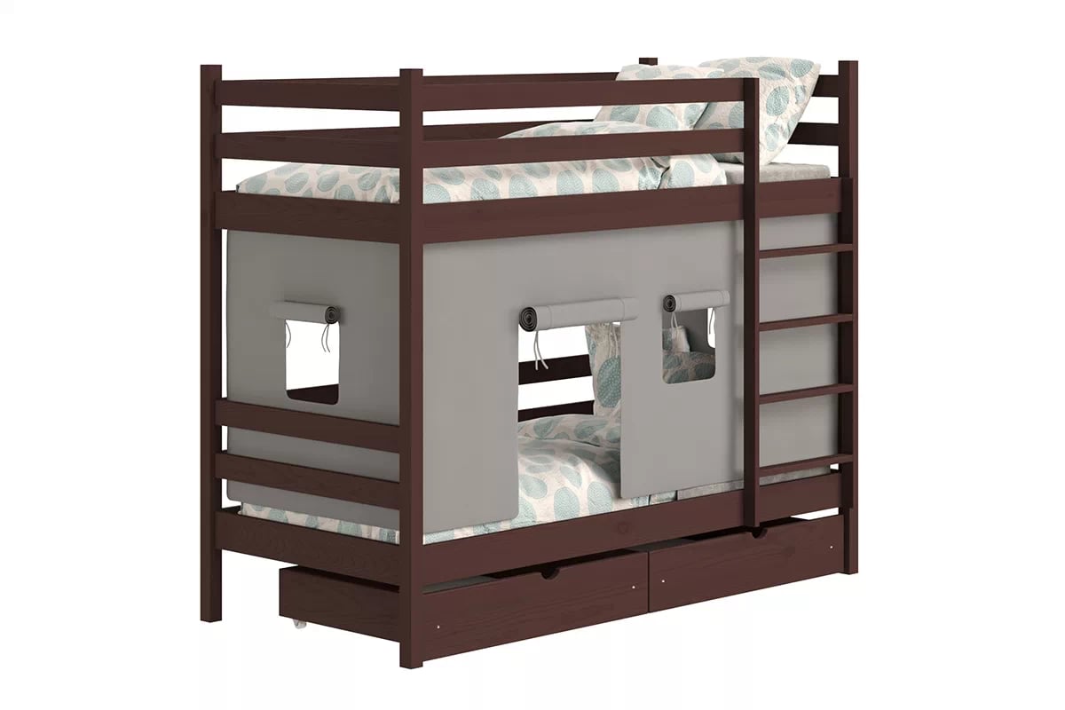 Poschodová posteľ Kubi - hnedý, 80x180 Posteľ dzieciece poschodová Kubi - 80x180 / Hnedý