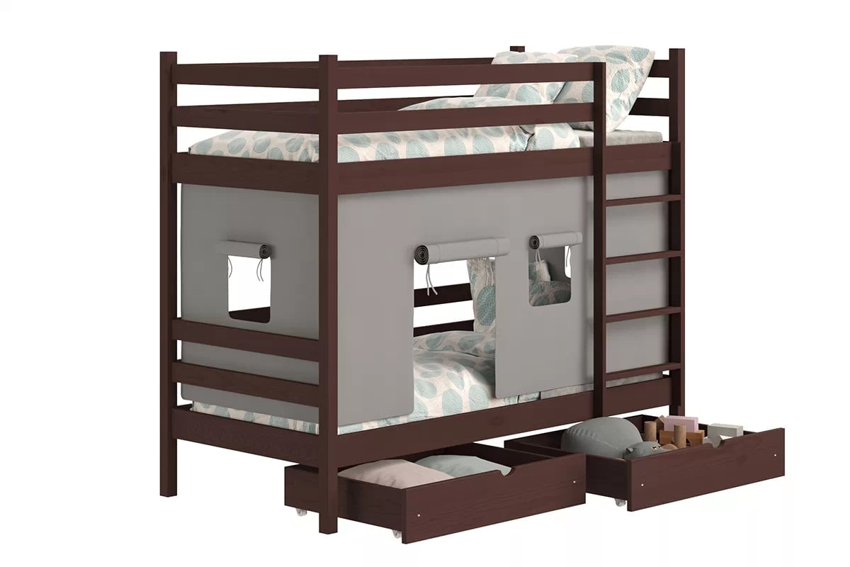 Poschodová posteľ Kubi - hnedý, 80x180 Posteľ dzieciece poschodová Kubi - 80x180 / Hnedý