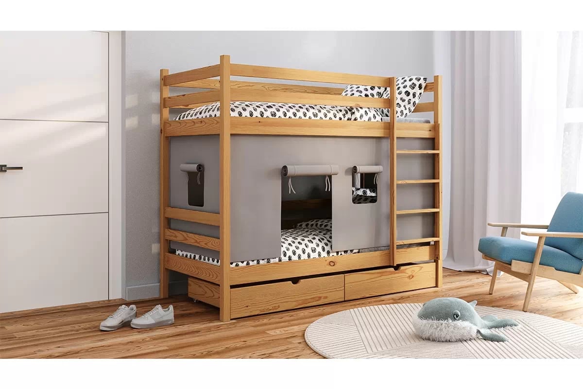 Poschodová posteľ Kubi - dub, 80x180 Posteľ dzieciece poschodová Kubi - 80x180 / Dub