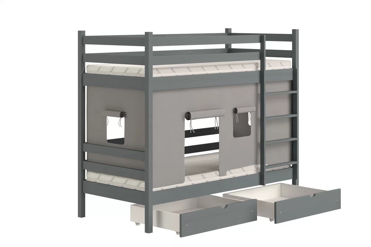 Patrová dětská postel Kubi 80x180 cm - grafit Postel dzieciece patrová  Kubi - 80x180 / grafit