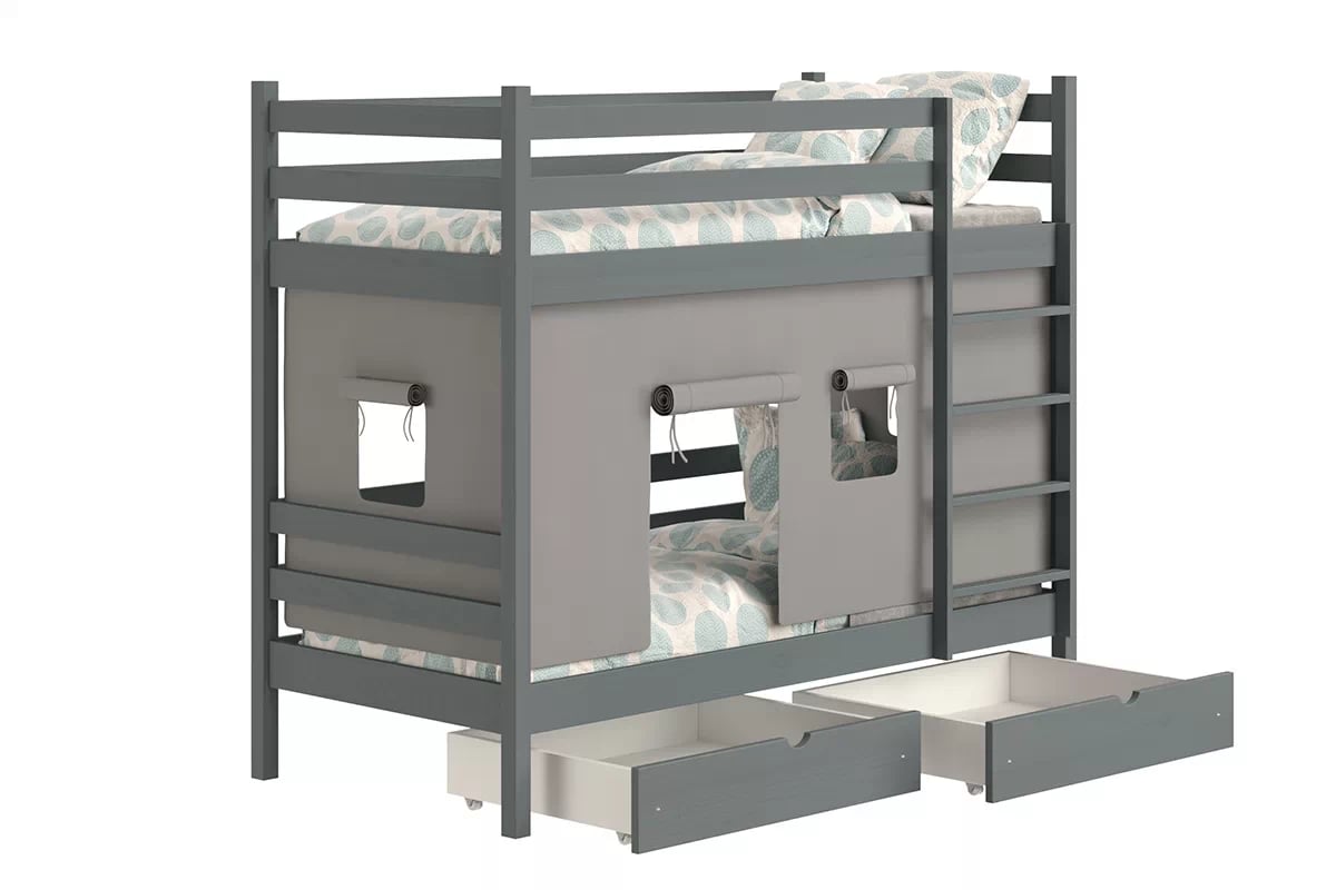 Patrová dětská postel Kubi 80x180 cm - grafit Postel dzieciece patrová  Kubi - 80x180 / grafit