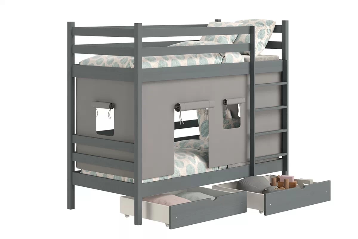 Patrová dětská postel Kubi 80x180 cm - grafit Postel dzieciece patrová  Kubi - 80x180 / grafit