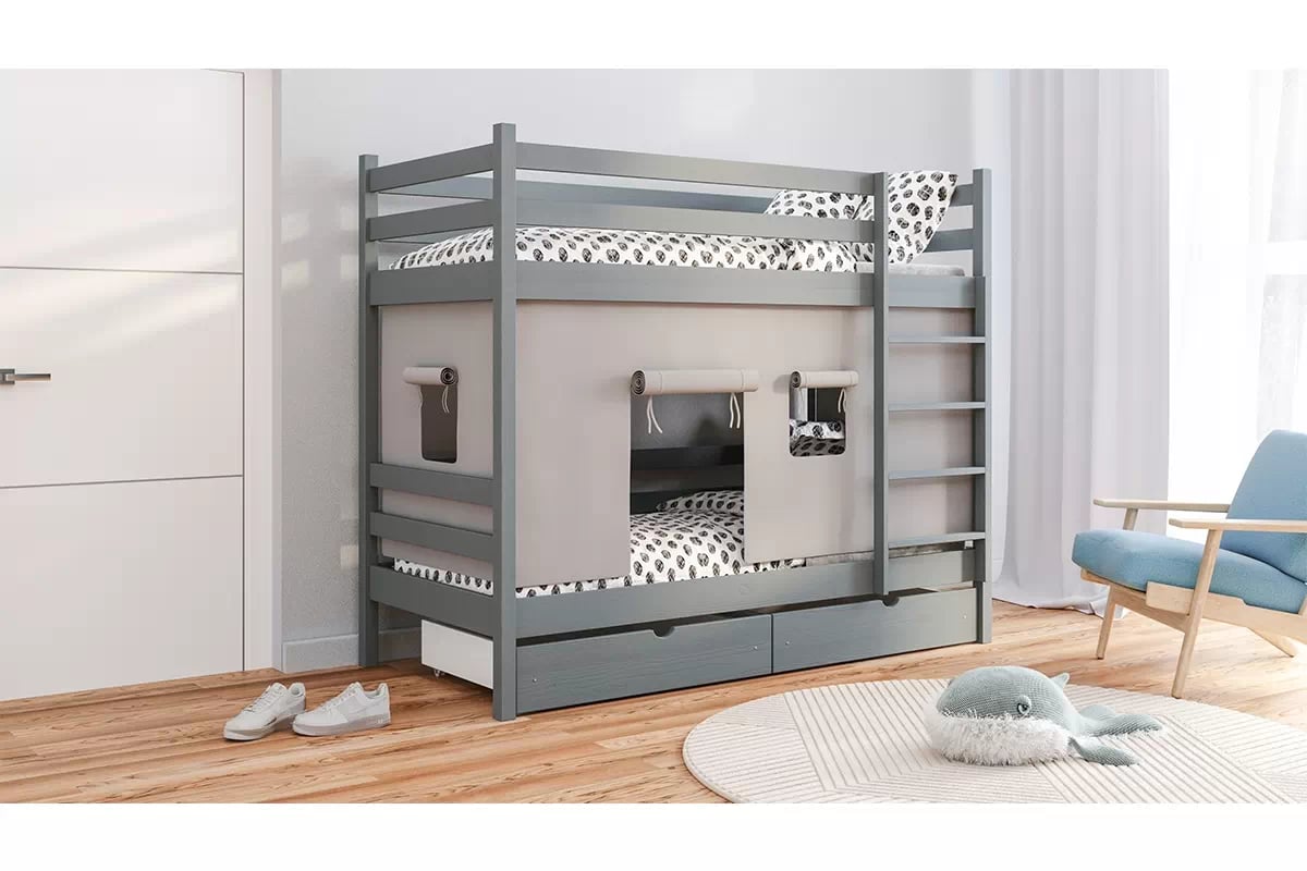 Patrová dětská postel Kubi 80x180 cm - grafit Postel dzieciece patrová  Kubi - 80x180 / grafit