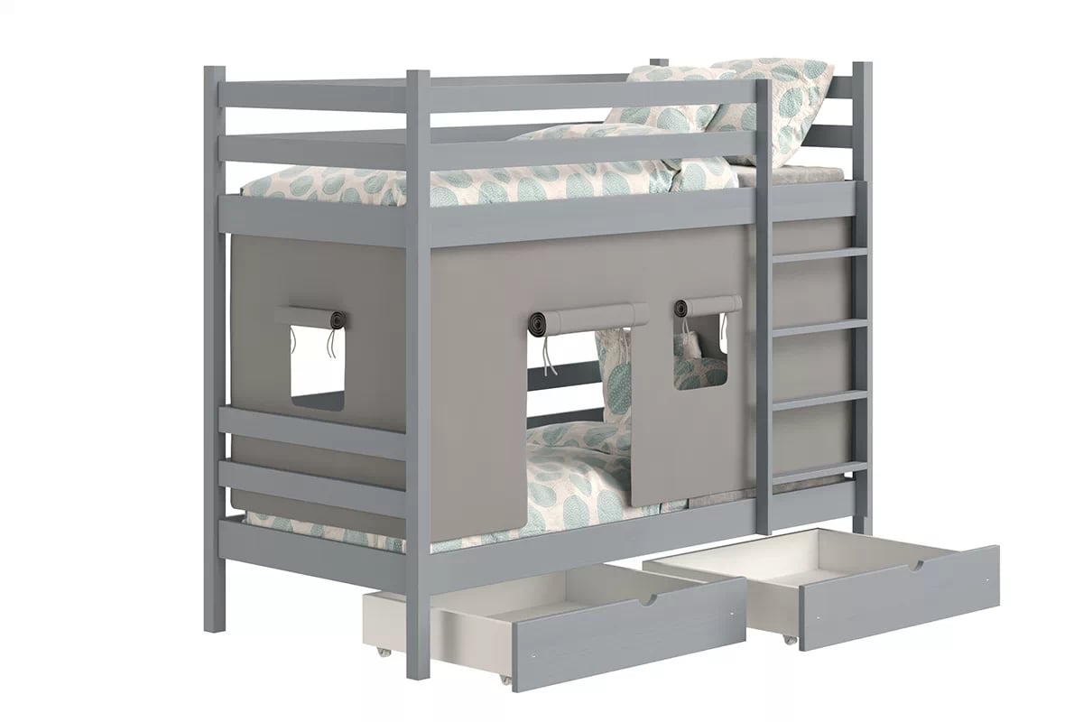 Patrová dětská postel Kubi 80x180 cm - šedá Postel dzieciece patrová  Kubi - 80x180 / šedá