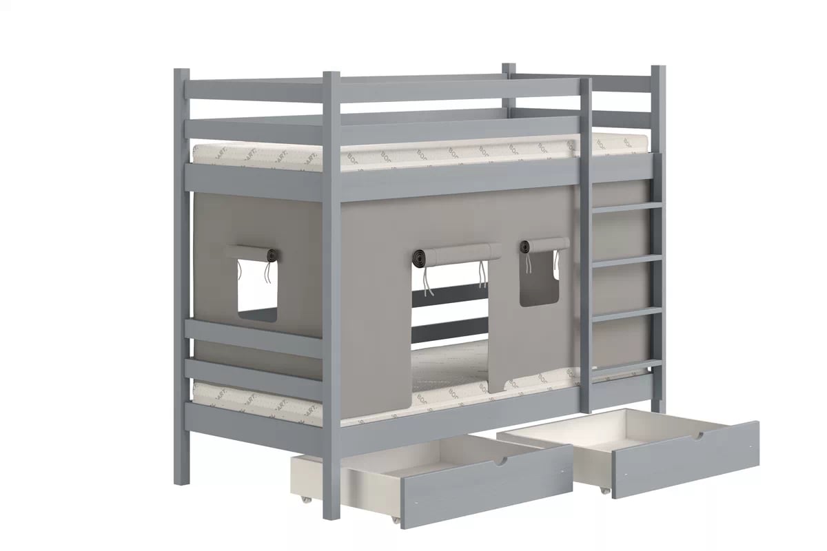 Patrová dětská postel Kubi 80x180 cm - šedá Postel dzieciece patrová  Kubi - 80x180 / šedá