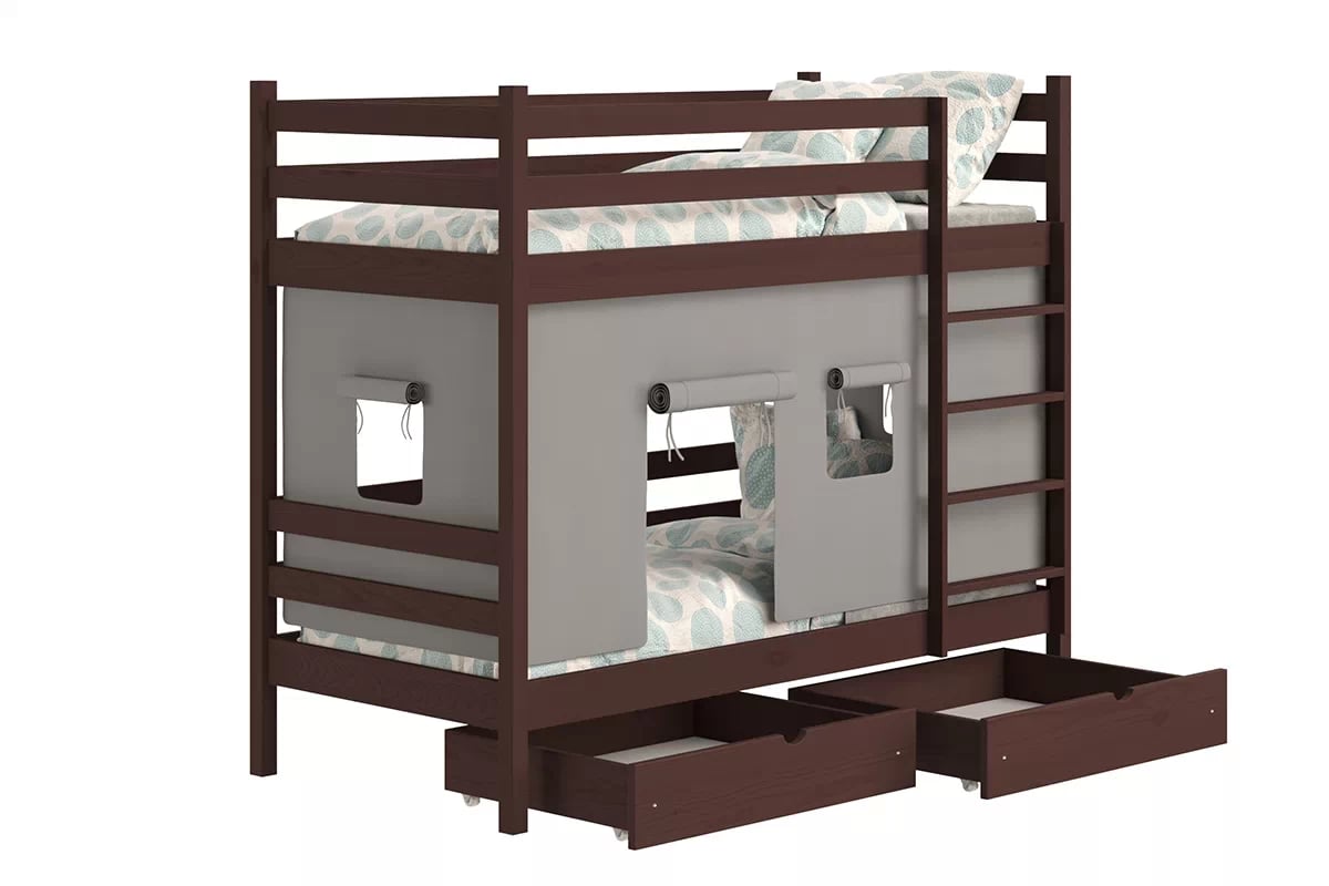 Patrová dětská postel Kubi 90x200 cm - hnědá Postel dzieciece patrová  Kubi - 90x200 / hnědá