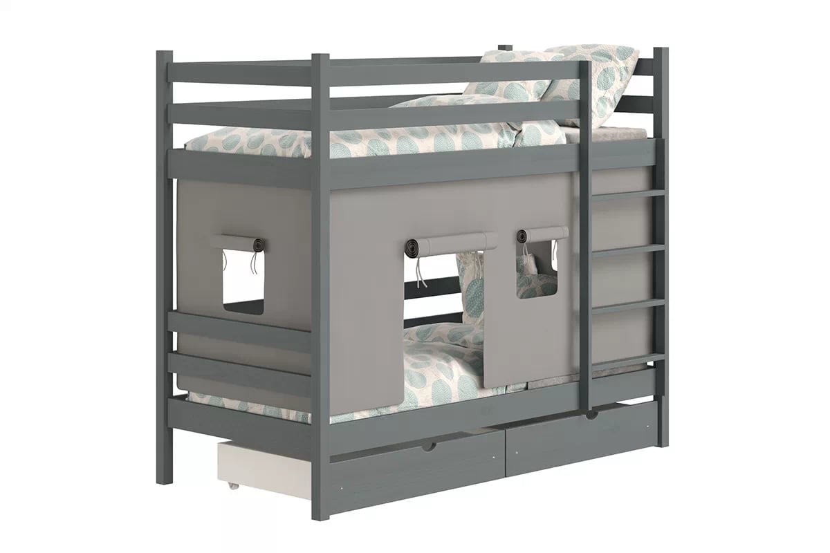 Patrová dětská postel Kubi 90x200 cm - grafit Postel dzieciece patrová  Kubi - 90x200 / grafit