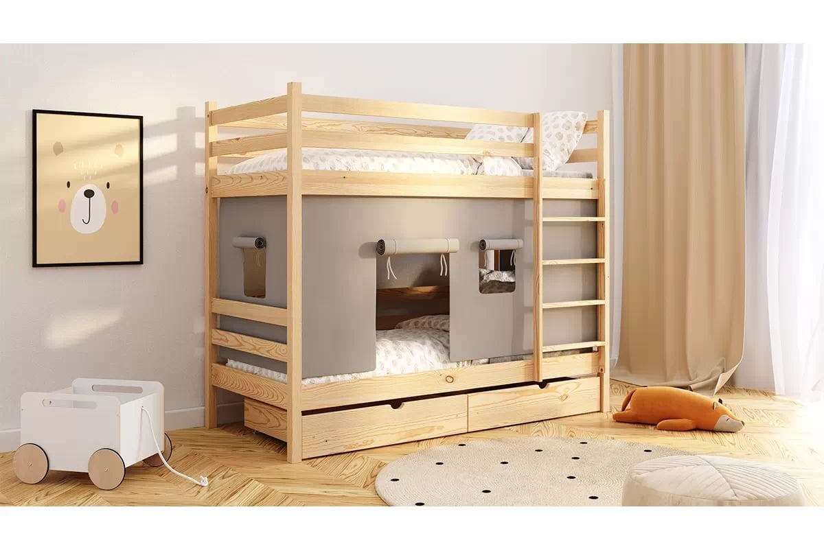 Patrová dětská postel Kubi 90x200 cm - borovice Postel dzieciece patrová  Kubi - 90x200 / borovice