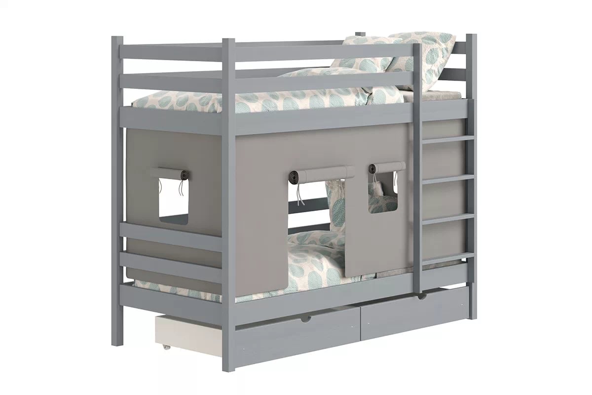 Patrová dětská postel Kubi 90x200 cm - šedá Postel dzieciece patrová  Kubi - 90x200 / šedá