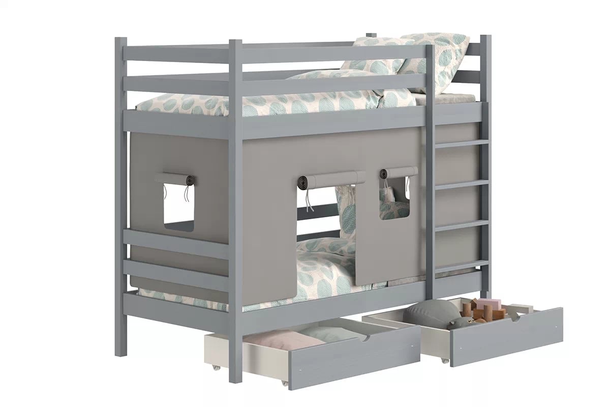 Patrová dětská postel Kubi 90x200 cm - šedá Postel dzieciece patrová  Kubi - 90x200 / šedá