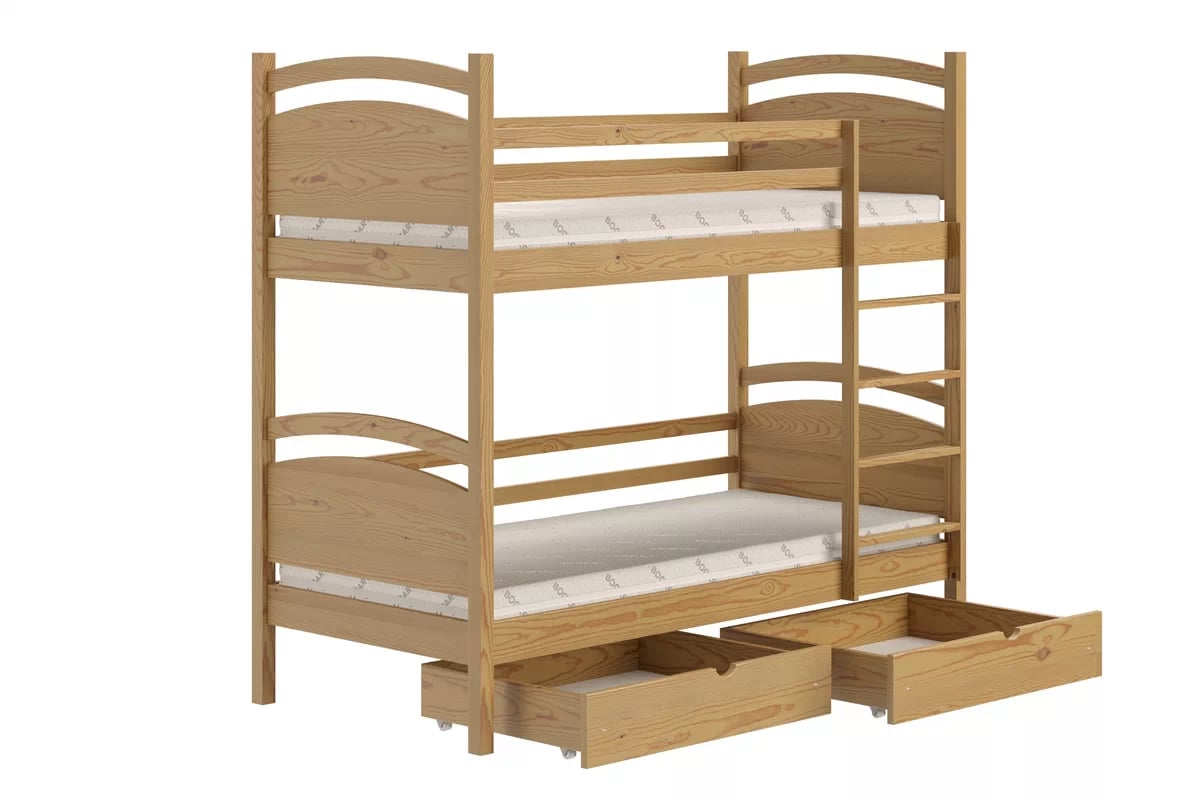 Poschodová posteľ Pinoki - dub, 70x140 Posteľ dzieciece poschodová Pinoki - 70x140 / Dub
