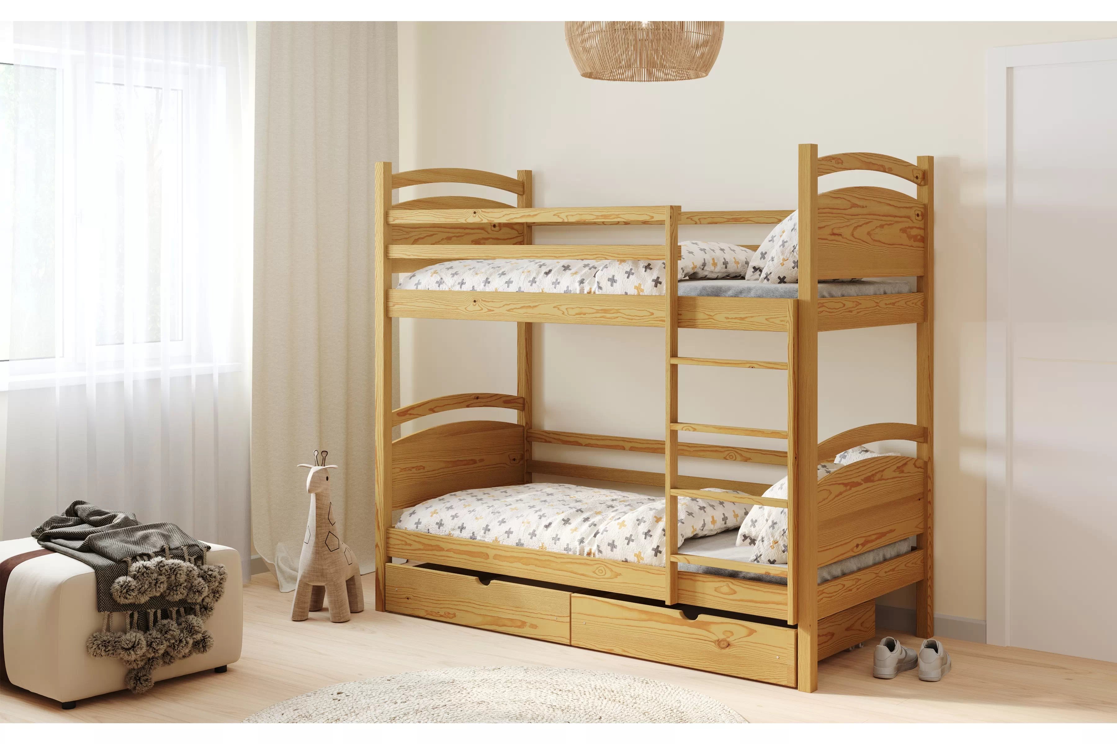 Poschodová posteľ Pinoki - dub, 80x190 Posteľ dzieciece poschodová Pinoki - 80x190 / Dub