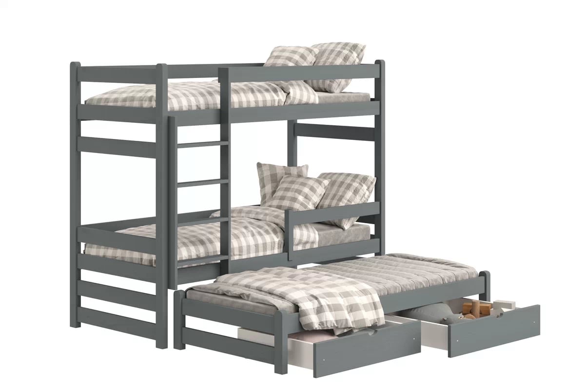 Dětská patrová výsuvná postel Alis 90x190 cm - grafitová Postel dzieciece patrová  výsuvná Alis - grafit, 90x190